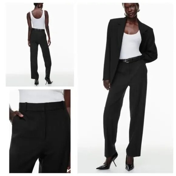 Babaton Pants - Babaton Aritzia New Agency Pants (Re)ssential Black Wool Trousers Straight 00